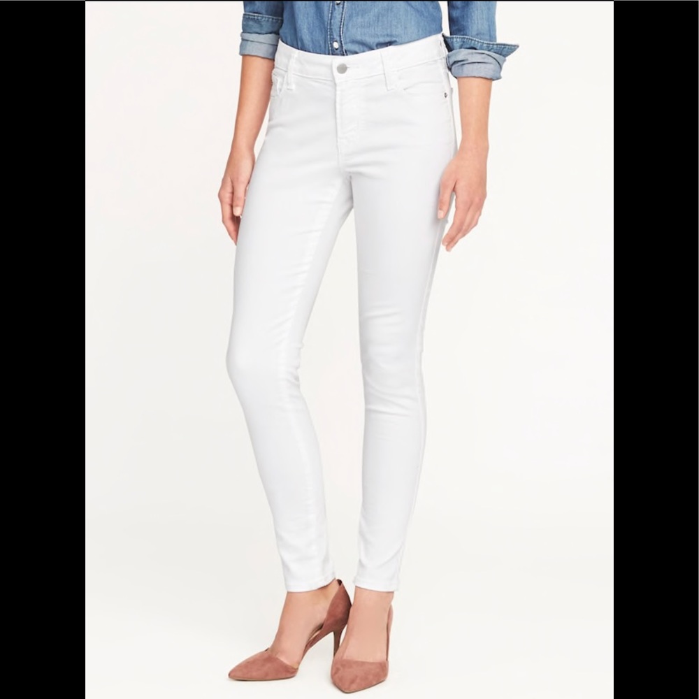 Old Navy Mid Rise Rockstar Jeans White
